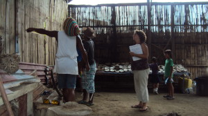 Lupin, Alfonso & Maryanne (left to right) going over building plans